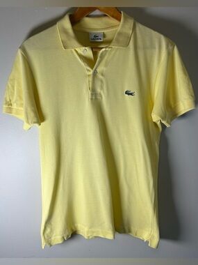 Lacoste Polo Shirt Size 2 Unisex Yellow Short Sleeve Designed in France MI Peru